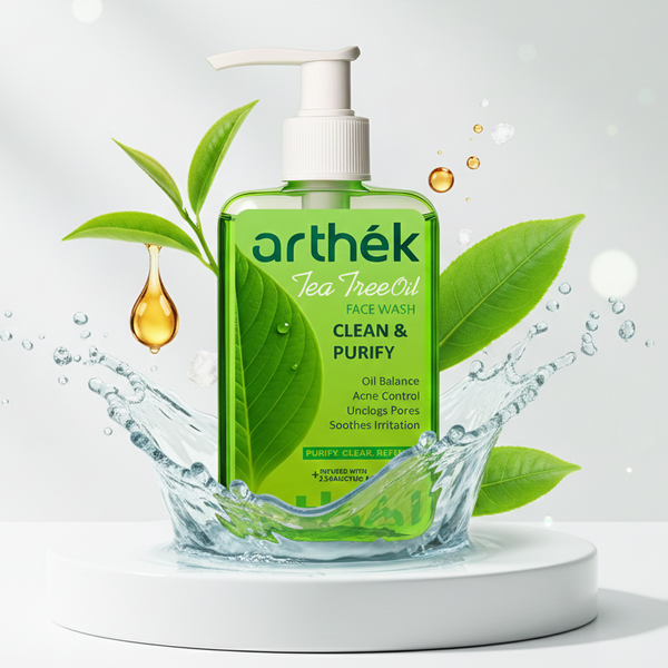 Arthék Tea Tree Oil Face Wash for Acne Control & Oil Balance | Deep Cleansing, Unclogs Pores & Soothes Irritation | Infused with 2% Salicylic Acid | For Oily & Acne-Prone Skin