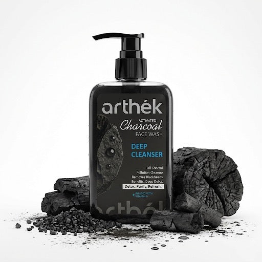 Arthék Activated Charcoal Face Wash for Deep Detox & Pollution Cleanup - 250ml