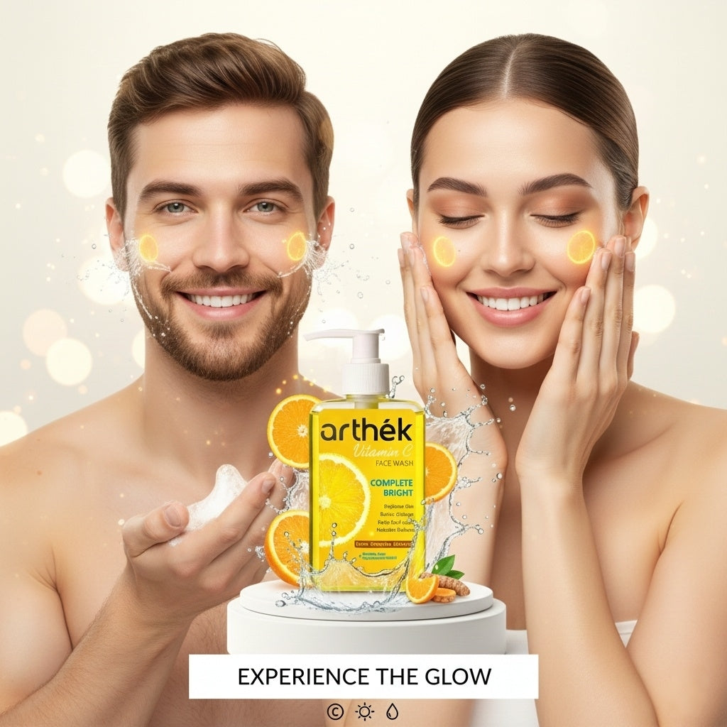 Arthék Vitamin C Face Wash for Brightening & Anti-Pigmentation | Fades Dark Spots, Boosts Collagen & Pollution Defense | With Turmeric & Aloe Vera | For All Skin Types 250ml